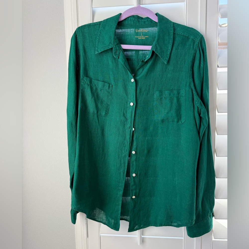 Lily Pulitzer Green Linen Shirt